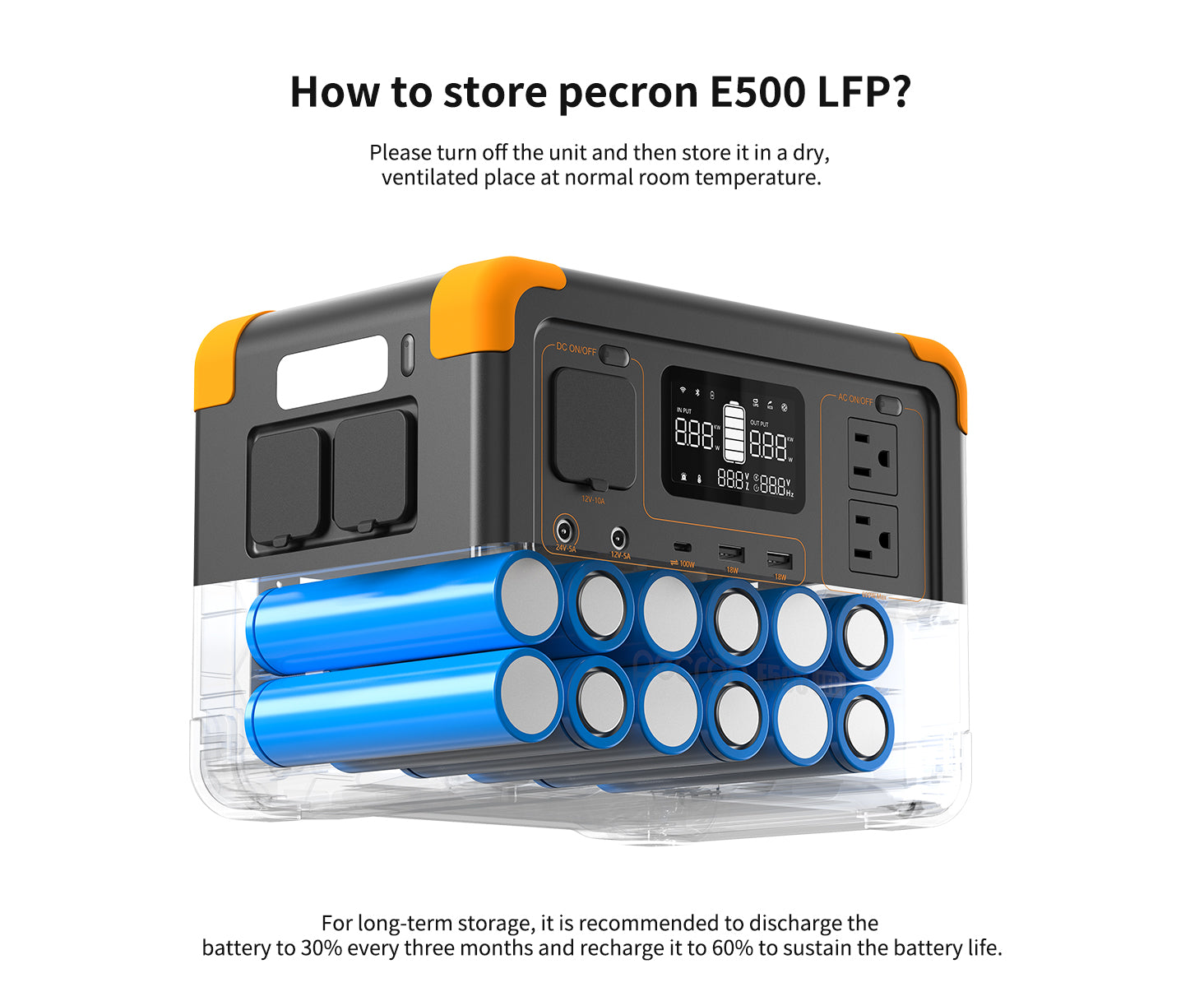 Pecron E500LFP Portable Power Station 600W / 576Wh