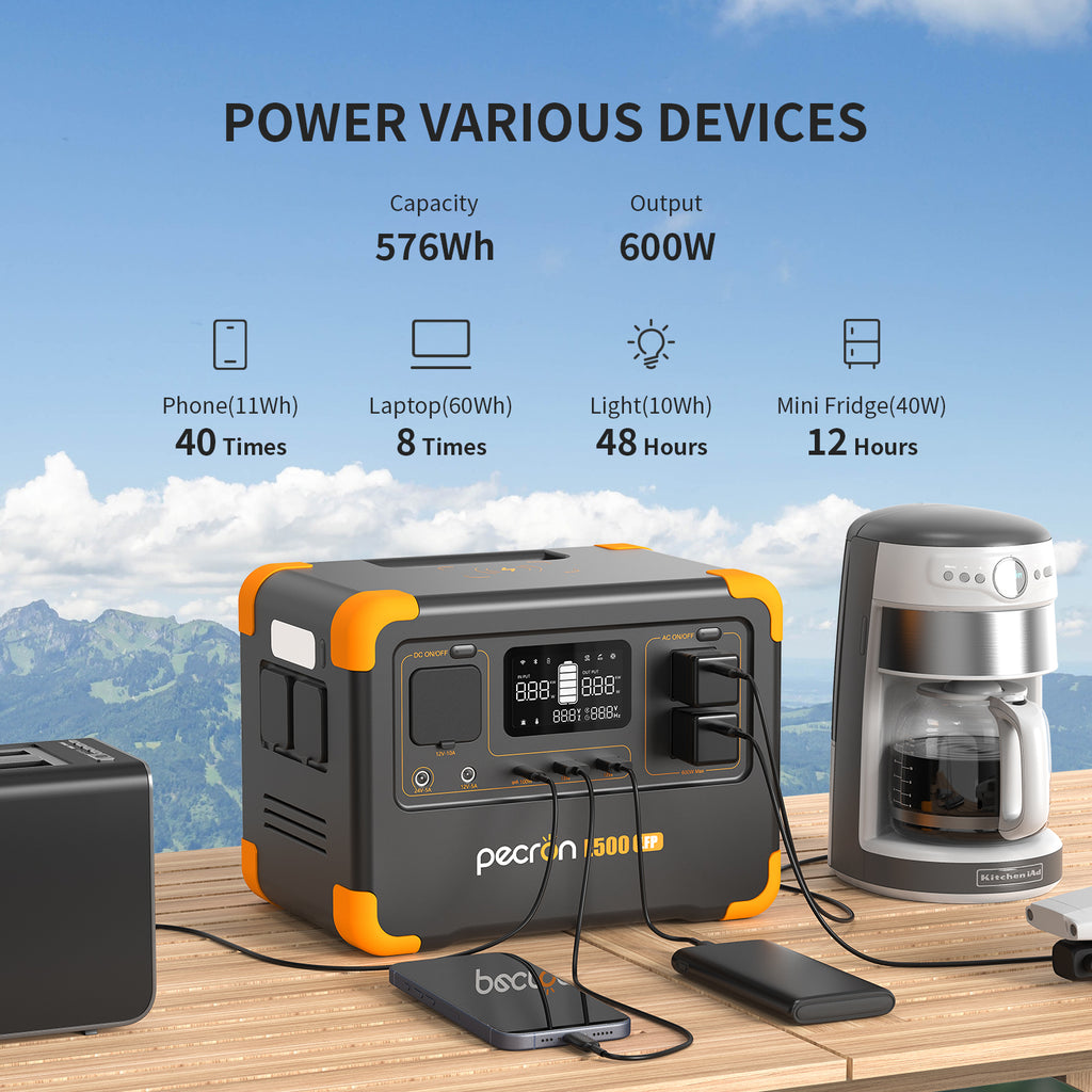 Pecron E500LFP Portable Power Station 600W / 576Wh